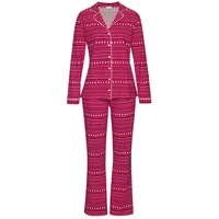LASCANA Damen Pyjama rot gemustert Gr.36/38