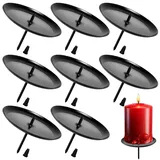 Kerzenhalter Adventskranz 8er-Set [Ø 6cm] – Stabiler Metall Kerzenhalter mit Dorn & Tropfschutz, Adventskerzenhalter, ideal als Adventskerzenhalter für Stumpenkerzen in DIY Weihnachtsgestecken,Schwarz