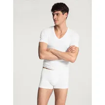 CALIDA V-Shirt "Evolution", Herren, Gr. L (52/54), weiß, Interlock, Obermaterial: 94% Baumwolle, 6% Elasthan, unifarben, Basic, Basic schmal hüftbedeckend, V-Ausschnitt, Shirts, mit tiefem V-Ausschnitt, Interlock-Qualität, Kurzarm, elastisch