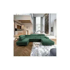 masseno Eckcouch Velours 3-Sitzer Grün
