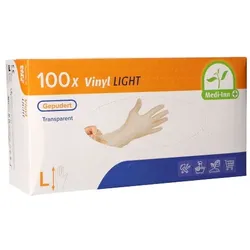 Medi-Inn® PS 100 "Medi-Inn® PS" Handschuhe, Vinyl gepudert "Light" transparent Größe L