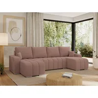 MKS MÖBEL Ecksofa KIRASSO U, Set, Bonellfedern, lose Kissen, Couch U-form, Ecksofa U-Form, Metallbeine, Bettkasten, Schlafsofa rosa