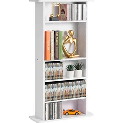 VEVOR Medien-Aufbewahrungsschrank 5 Ebenen Verstellbare DVD-Regale 240 CDs Weiß