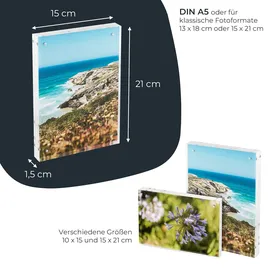 HMF 46973 Magnetischer Bilderrahmen aus Acrylglas, 15 x 21 cm, Transparent