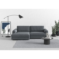 Ecksofa TRENDMANUFAKTUR "Bourbon" Sofas Gr. B/H/T: 250 cm x 84 cm x 176 cm, Struktur fein, mega-Recamiere links, XXL mit Sitztiefenverstellung, grau (dark grey) Ecksofas