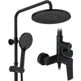 Rainsworth Duschsystem mit Armatur, mit Ablage, 25 X 25 cm Rund Regendusche - Schwarz