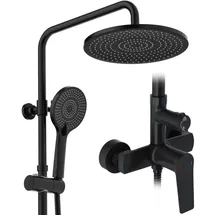 Rainsworth Duschsystem mit Armatur, mit Ablage, 25 X 25 cm Rund Regendusche - Schwarz