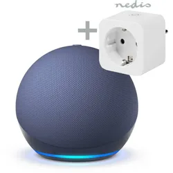 Bundle Echo Dot (5. Gen. 2022), Tiefseeblau + Nedis Smart Plug - Smartlife Smart Stecker, WLAN, Leistungsmesser, 3680 W, Type F (CEE 7/3)