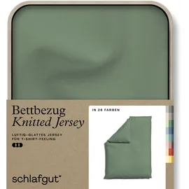 schlafgut Knitted Jersey Uni Grün 155 x 220 cm