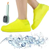 Rutschfeste, wasserdichte Überschuhe, wasserdichte Überschuhe von Affectionk, wiederverwendbare, rutschfeste Gummi-Überschuhe, wasserdichte Überschuhe für den Außenbereich (Yellow, XL)