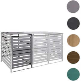 Mendler XL 1er-/2er-Mülltonnenverkleidung Erweiterung HWC-H62, Mülltonnenbox, 114x67x97cm Massiv-Holz ~ hellgrau