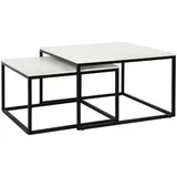 home collective Beistelltisch Set 2 in 1 Weiß Holz 70 x 42,5 x 70 cm