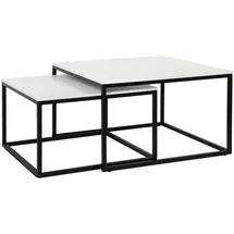 home collective Beistelltisch Set 2 in 1 Weiß Holz 70 x 42,5 x 70 cm