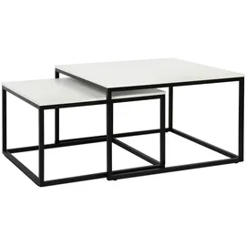 home collective Beistelltisch Set 2 in 1 Weiß Holz 70 x 42,5 x 70 cm