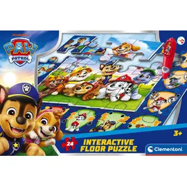 CLEMENTONI Quiz-Bodenpuzzle - Paw Patrol - Interaktives Lernspiel mit Stift, 24 Teile Puzzle für Kinder ab 3 Jahren, 62 x 42 cm, 16684