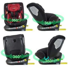 XOMAX G409 IOT Kindersitz drehbar 360°, ISOFIX I mitwachsend I 0-36 kg, 0-12 Jahre, Gruppe 0+/1/2/3, 5-Punkt-Gurt, 3-Punkt-Gurt I Bezug waschbar I ECE R129 I Black-Red