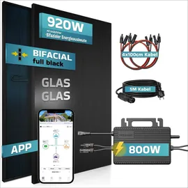 sunniva Balkonkraftwerk Full Black Bifazial 800 W inkl. 2 x 460 W N-Typ Glas-Glas Bifacial Module