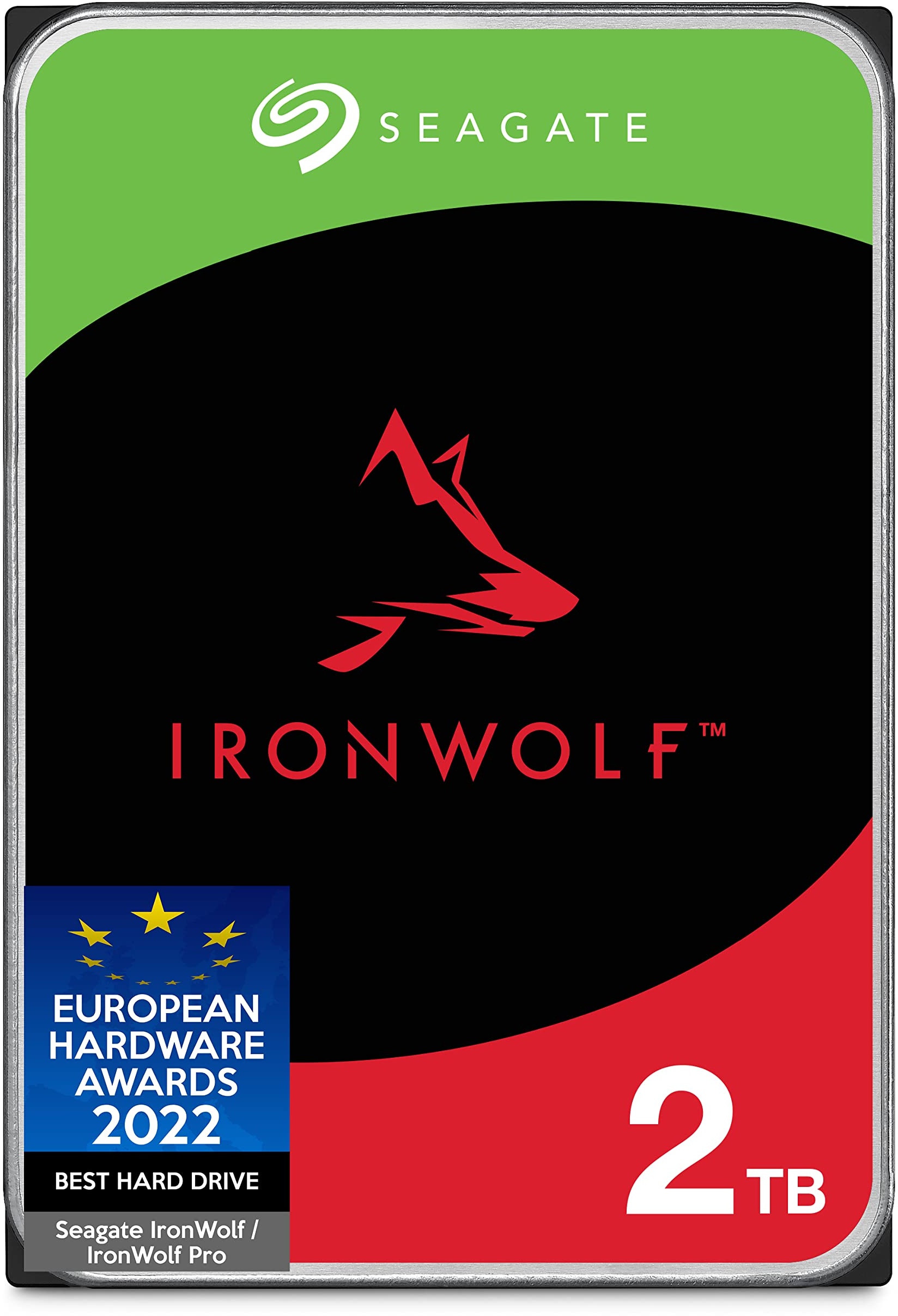 Seagate IronWolf 2 TB interne Festplatte NAS HDD, 3.5 Zoll, 5400 U/Min, CMR, 64 MB Cache, SATA 6 GB/s, silber, FFP, inkl. 3 Jahre Rescue Service, Modellnr.: ST2000VNZ03