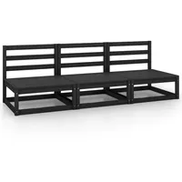 vidaXL Gartenlounge-Set Garten-Mittelsofas 3 Stk. Schwarz Kiefer Massivholz, (1-tlg) schwarz 70 cm x 67 cm