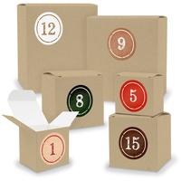 Adventskalender zum Füllen 24x Quader Würfel gemischt BRAUN + Sticker (V02 Z02) - Braun