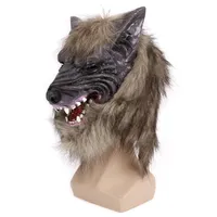 qiuxiaoaa Halloween Latex Tier Wolf Kopf Mit Haar Kostüm Kostüm Party Scary Halloween Zufällige Lieferung