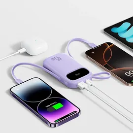 OEM Enerfill Powerbank Mit Display Und Usb-c-lightning-kabeln – Violett