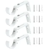 Puedno 4 Stück Gardinenstange Halterung Verstellbare, Metall Gardinen Halterung, Wandhalterung Gardinenstangenhalter Vorhangstange Halter für Hause Büro, Weiß