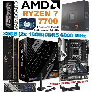 Aufrüstkit AMD Ryzen 7 7700 ASRock X670E PRO RS WIFI 32GB DDR5 6000MHz Bundle