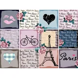 Fliesenaufkleber QUEENCE "Paris", grau (lila, rosa, grau), B:15cm H:15cm T:0,1cm, Fliesenaufkleber, Stickerfliesen, selbstklebend, Sticker, 12er Set