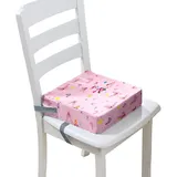 Surwin Rutschfeste Sitzerhöhung Stuhl Kind Sitzkissen Stuhl mit Sicherheits Schnalle, 3D-Schmetterling Sitzkissen Kinder Tragbare Sitzerhöhung Waschbar Sitzhilfe (Rosa,40x40x10cm)
