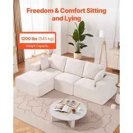Vevor Eckcouch Cord 2-Sitzer Beige
