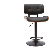 miliboo Design-Barhocker höhenverstellbar schwarz und dunkles Holz BASILE