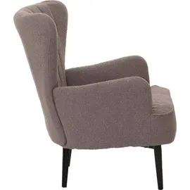 Mendler Lounge-Sessel HWC-K37 Bouclé 75 x 80 x 75 cm hellgrau mit Kissen