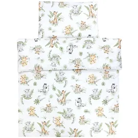 TupTam Kinder Gemusterte Bettdecken Set Ganzjahresdecke Bettdecke Kopfkissen Flachkissen 2tlg., Farbe: Safari/Löwe/Braun/Blätter/Grün, Größe: 135x100 cm