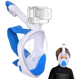 Wsobue Tauchmaske für Kinder,Vollmaske Schnorchelmaske 180° Sichtfeld mit Sportkameras Kompatible, Leichtes Atmen Trocken Schnorchelset für Kinder im Alter 5-14 (Himmelblau XS für Kinder)