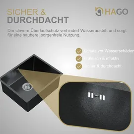 Hago Edelstahl 50 x 40 mm Einbauspüle Anthrazit Handbetätigung 500 x 400 mm