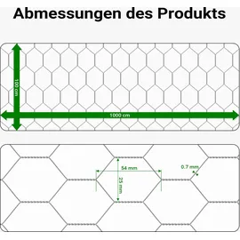 Wiltec Volierendraht 10 x 1 m Sechseckgeflecht