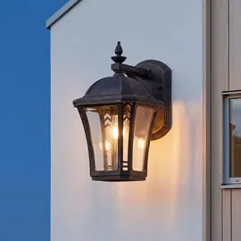 Licht-Erlebnisse Laterne Aluminium/Glas H:26,5 cm E27 IP44 1 Stück Braun Antik