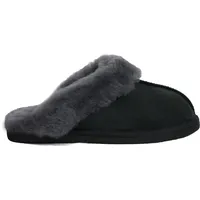 Reissner Lammfelle | Engel Hausschuhe Nadine | Pantoffel | Veloursleder | Innenfutter echtes Merino Lammfell | mit Fellkranz | schwarz 39 - 39 EU