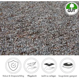 Andiamo Teppichboden ANDIAMO "Gambia, Feinschlinge, Gesamthöhe 7,2 mm, Luxusklasse LC1", braun (braun, grau), B:500cm L:400cm, Kunstfaser, Teppiche, meliert, Breite 400 cm oder 500 cm, strapazierfähig, pflegeleicht
