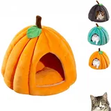 Pumpkin cat Bed,Halloween katzenhaus,2025 süße katzenhöhle in kürbisform,Niedliches Katzenbett für Indoor-Katzen,Warme Katzenhöhle Katzenhaus mit abnehmbarem Kissen,für Hunde-A||M