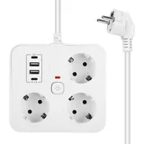 SPORWAY 3 Fach Steckdosenleiste mit USB: 7-in-1 Steckdosenleiste mit Schalter, Steckdose Erweiterungen 3 Steckdose mit 2 USB & 2 USB C Ports, Steckerleiste Steckdosenadapter Verteilersteckdose