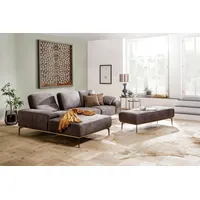 W.SCHILLIG Ecksofa run, Designsofa mit tollem Sitzkomfort, L-Form, mit Holzsockel, Füße in Bronze pulverbeschichtet, Breite 299 cm braun