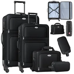 KESSER® Reisekoffer Set 4-teilig   Trolley Kofferset Stoffkoffer mit 3-Ziffern-TSA-Schloss, 360° Rollen & Teleskopgriff   Kosmetiktasche Handgepäck leichter Koffer & große Koffer für Business & Reisen