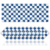 Cendray 20 Stück Fliesenaufkleber Selbstklebende Mosaik Stil Dekoration Aufkleber für Badezimmer Küche Wand DIY Öldichte wasserdichte PVC Fliesenaufkleber (20x20cm,Blau)