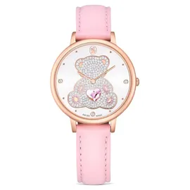 Swarovski Teddy 5739838 Edelstahlgehäuse Roségoldplattiert Lederarmband Rosa