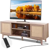 Vevor Rattan-TV-Ständer Boho Lowboard 167,7 x 63,6 x 39,7 cm Braun/Holz