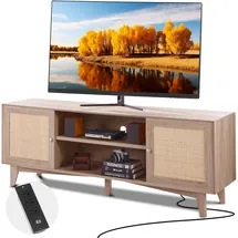 Vevor Rattan-TV-Ständer Boho Lowboard 167,7 x 63,6 x 39,7 cm Braun/Holz