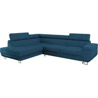 MIRJAN24 Ecksofa Fonti Cord, Eckcouch mit Schlaffunktion und Bettkasten, L-Form Sofa vom Hersteller (Poso 05, Seite: Links) - Blau