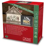 Konstsmide LED Holzsilhouette Haus, weiß, 6H Timer, 4 warm weiße Dioden, batteriebetrieben